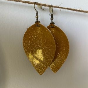 Mustard yellow sparkly western earrings